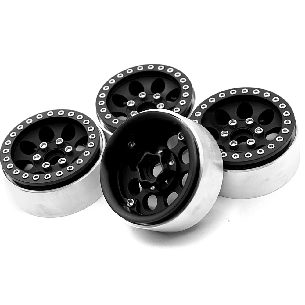

4PCS Aluminum Alloy 1.9 Beadlock Wheels Rim for 1/10 RC Crawler SCX10 D90 90034