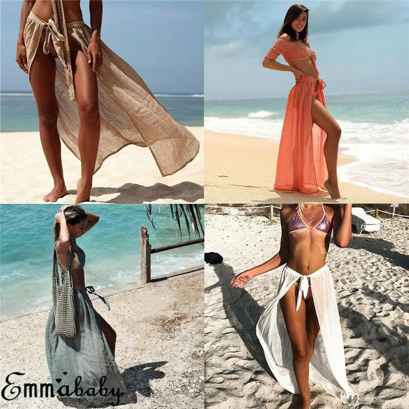 

New Hot Sale Sexy Summer Sexy beach cover up sarong Bikini cover-ups wrap pareo beach dress skirts towel Bandage Maxi Skirts