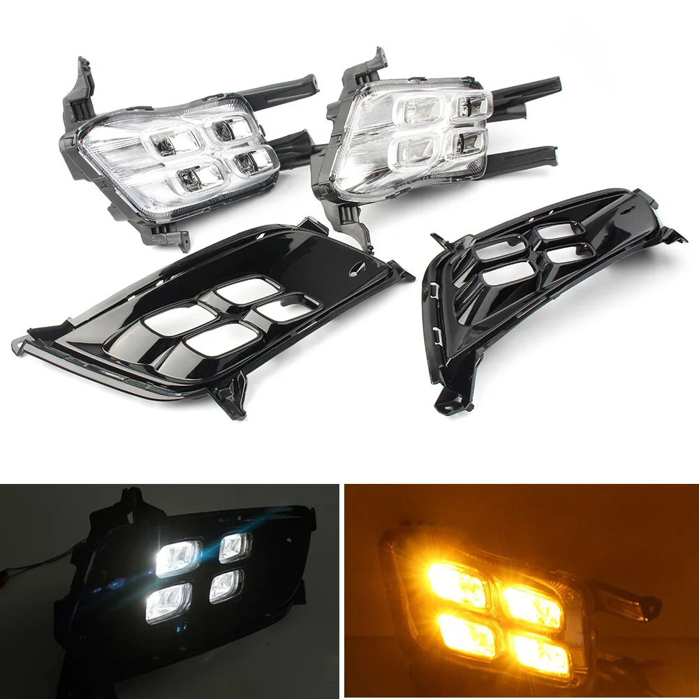 

2pcs LED DRL Daytime Running Light Fog Lamp Turn Signal Lights For Kia K5 Optima 2014 2015 Car Parts Accessories Assembly