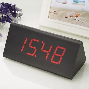 

Wooden Wood Clock Modern Wood New Version Digital Electronic Desk Clock LED Display Time for Home Kids Bedroom Office