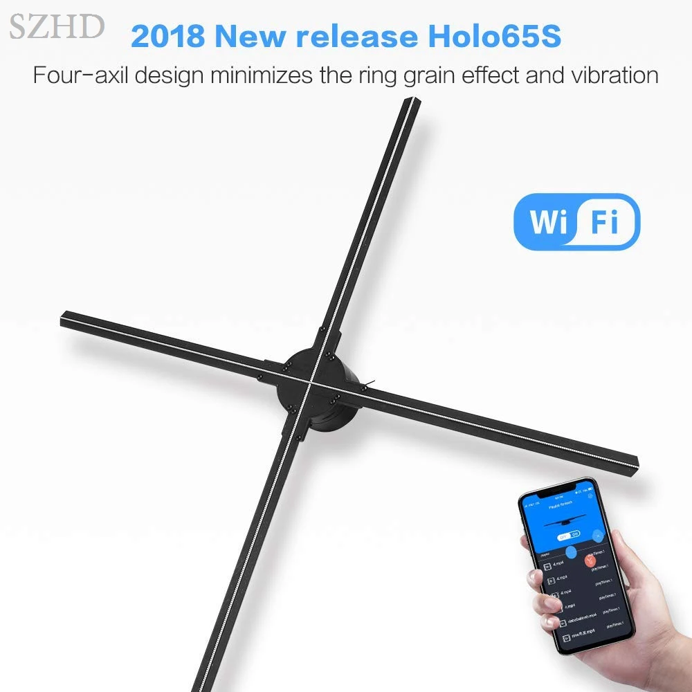  2019 Dseelab newest 65cm wifi mobile phone app cloud hologram led fan display 3d holographic addver - 32961481227