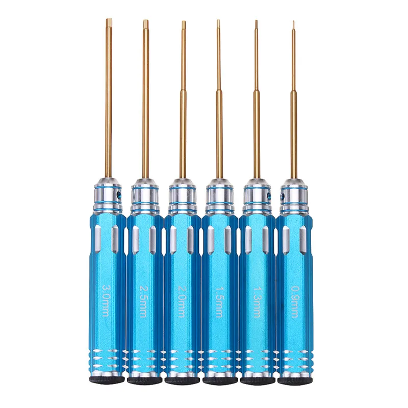 

DANIU 6pcs 0.9/1.3/1.5/2/2.5/3mm Allen Driver HSS Titanium Coated Screwdrivers Repair Tool Kit