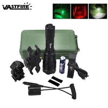 Тактический зеленый/красный/белый охотничий светильник 400 ярд Хищник+ переключатель давления+ крепление для страйкбола винтовки+ аккумулятор 18650+ зарядное устройство USB