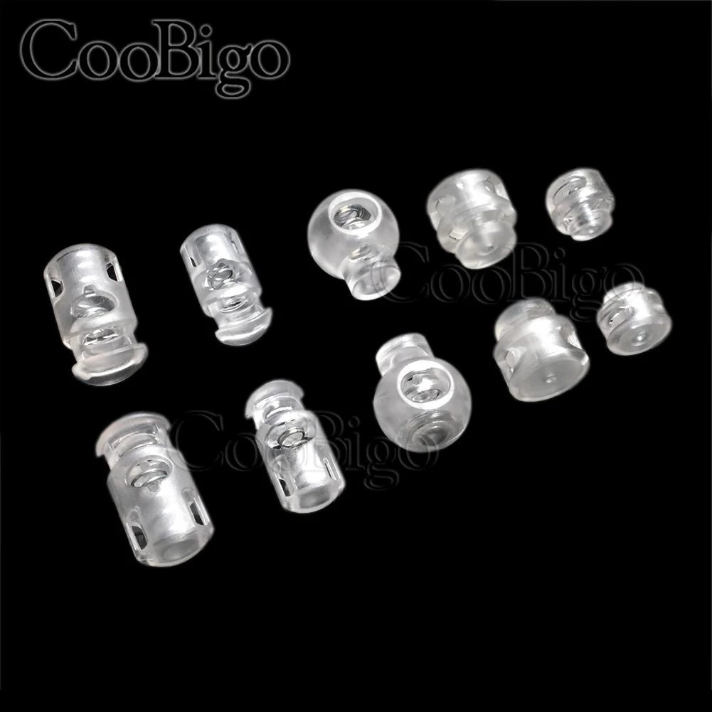 

10pcs Cord Lock Bean Ball Stopper Toggle Clip Plastic Transparent Clear Frost Shoelace Sportswear Bag BackPack Parts Accessories