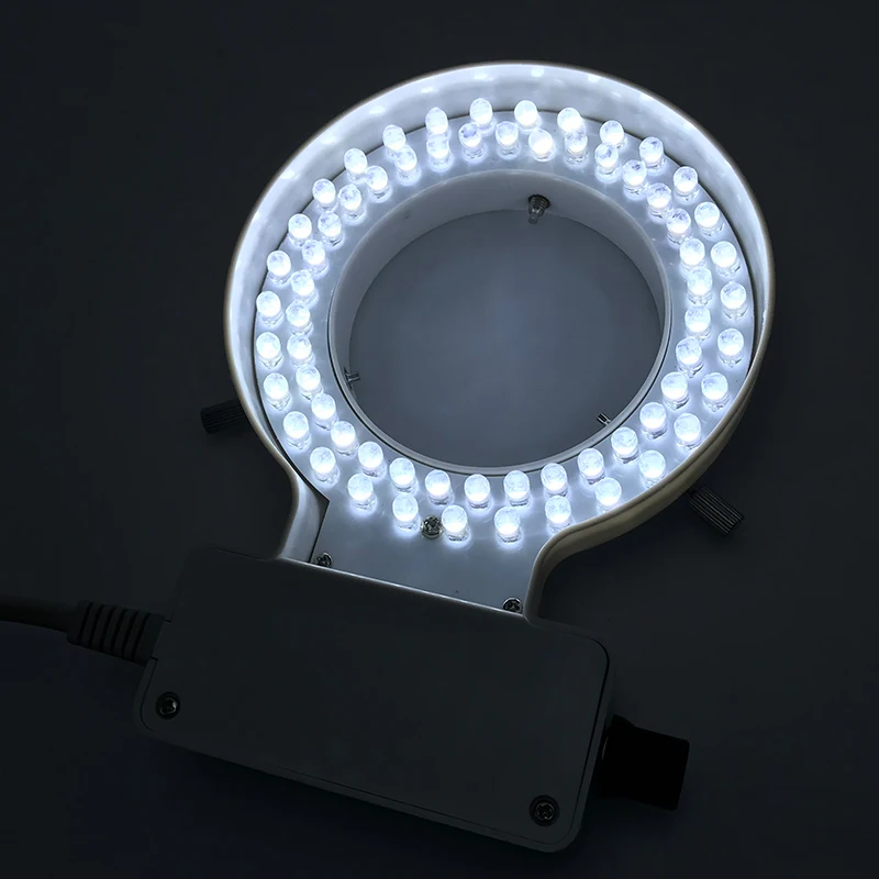 White Yellow Ring Light Inner Diameter 70 mm 64 LED Supplement Illumination Source Brightness Adjustable for Stereo Microscope