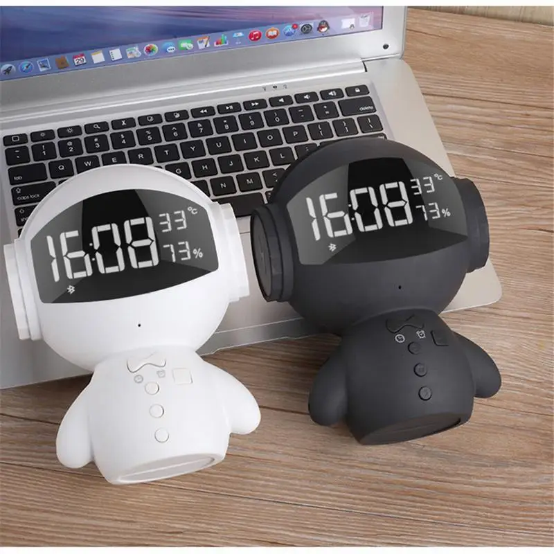 

New Clock Bluetooth Speaker Mini Portable Cute Fashion Robot II Multi-functional Power Bank Mini Microphone Card Insert Speaker