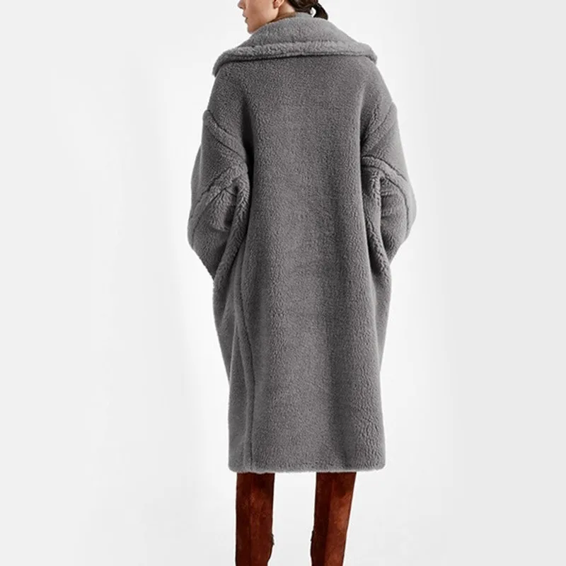 2018 Women Faux Fur Teddy Coat Winter Thick Warm Fluffy Long Fur Coats Fashion Fur Jackets Overcoat Plus Size Outerwear OKD569