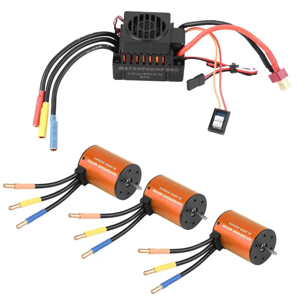 Водонепроницаемый бесщеточный двигатель Rcharlance 3650 с 60A ESC для радиоуправляемого