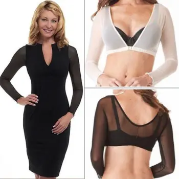 

US STOCK Unique Plus Size Seamless Arm Shaper Short Cropped Navel Mesh T-Shirts