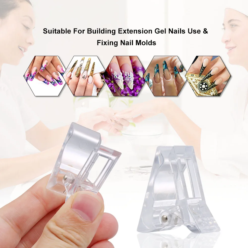 

Set Of 5Pcs Transparent Polygel Quick Building Nail Tips Clips Finger Nail Extension UV LED Plastic Builder Clamps Manicure