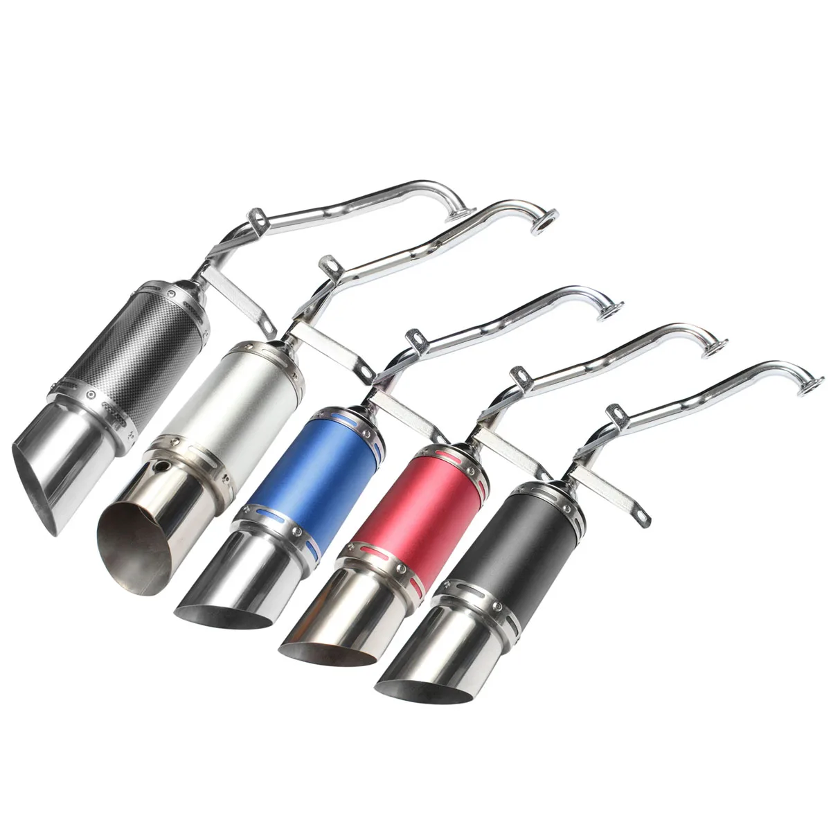 

5 Color Stainless Steel Performance Exhaust System Shorty Carbon Fiber For 4 Stroke Scooter GY6 125cc 150cc