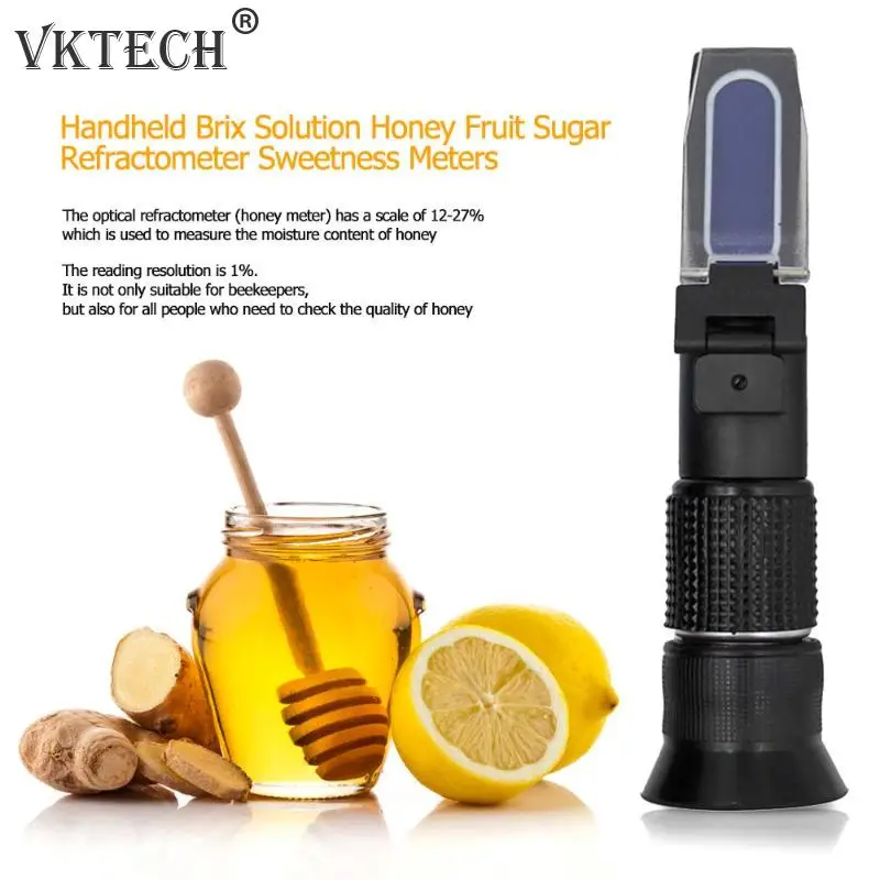 

Handheld Brix Solution Honey Fruit Sugar Refractometer Juice Sweetness Saccharimeter Concentration Meters