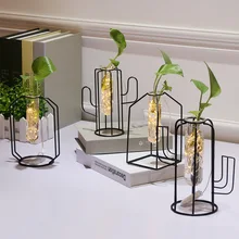 Nordic тесты трубки стеклянная ваза гидропонная ваза воды посадки цветок украшения подарок Утюг ремесло Настольный украшения