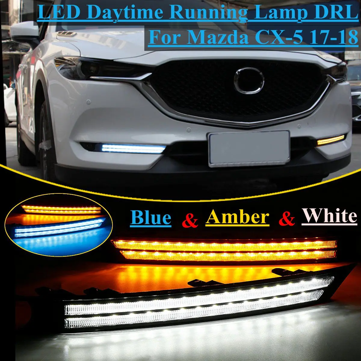 

For Mazda Cx-5 Cx5 2017 2018 12V Led Drl Daytime Running Light Fog Lamp Decoration Flowing Turn Signal Relay Waterproof Car