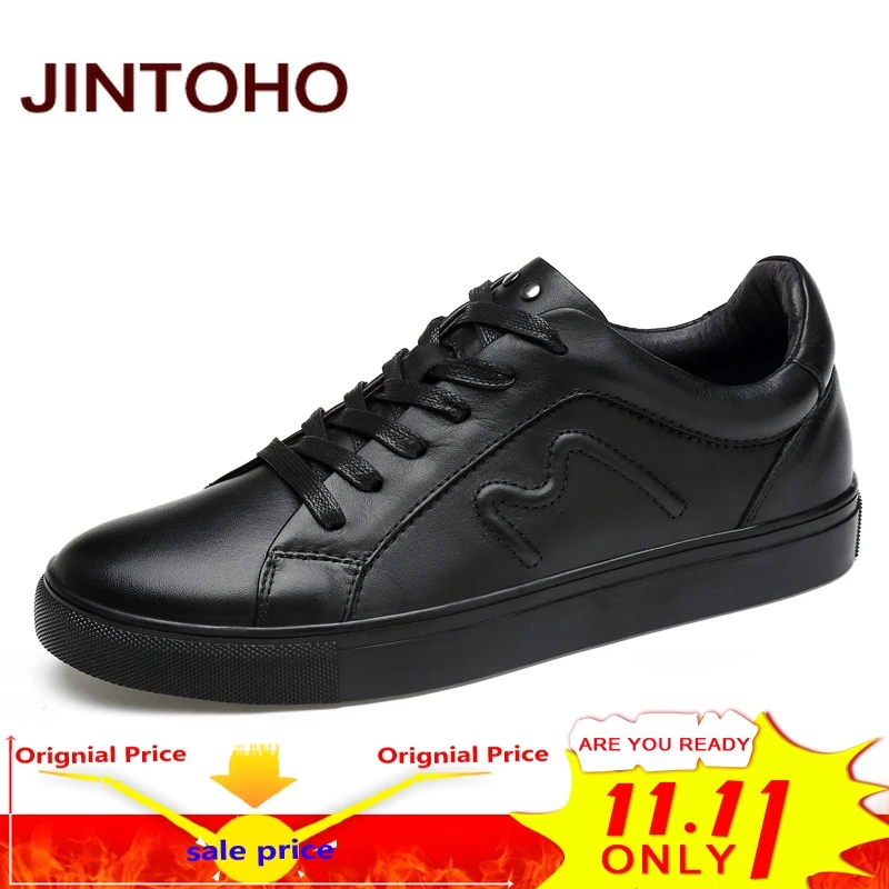 

JINTOHO Big Size Men Genuine Leather Shoes Fashion Casual Leather Men Shoes Luxury Brand Men Designer Shoes Leather Men Flats