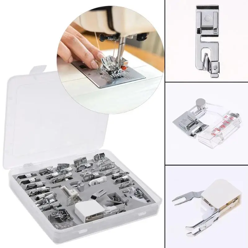 

30pcs Multi-Use Presser Feet Domestic Sewing Machine Kits Household Quilting Parts Singer Janome Set Rolled Hem Stitch Accessor