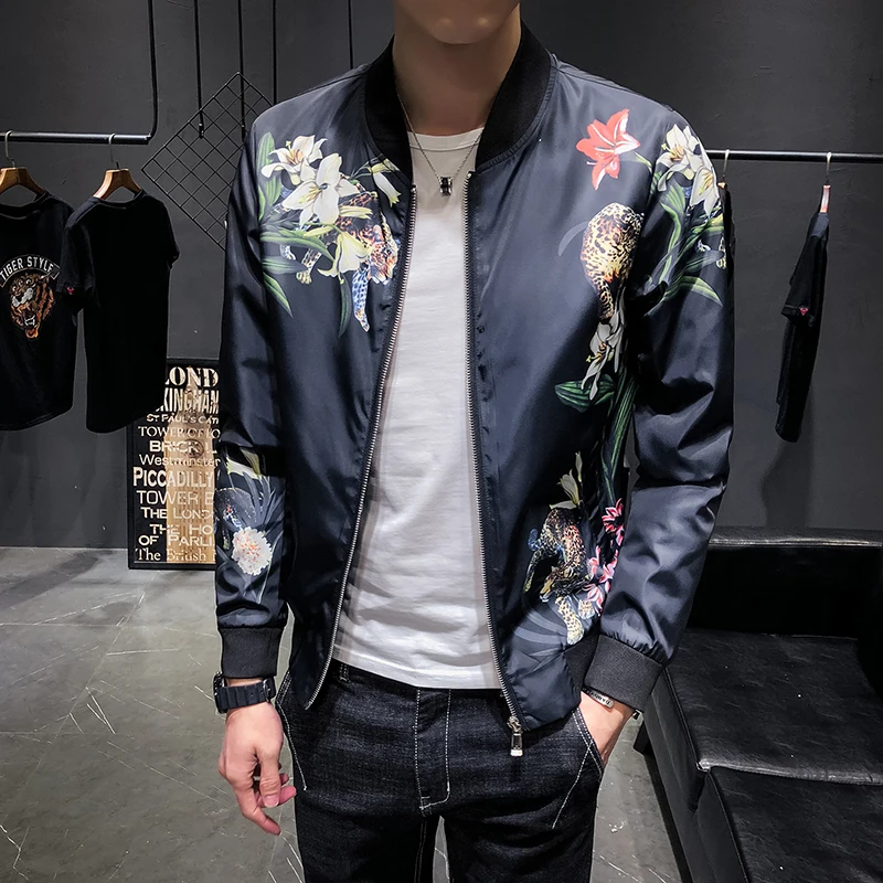 

2019 Spring Clothes Flower Jacket Men Fancy Men Club Party Chaqueta Para Hombre Cortaviento Hombre Slim Fit Chaqueta Hombre