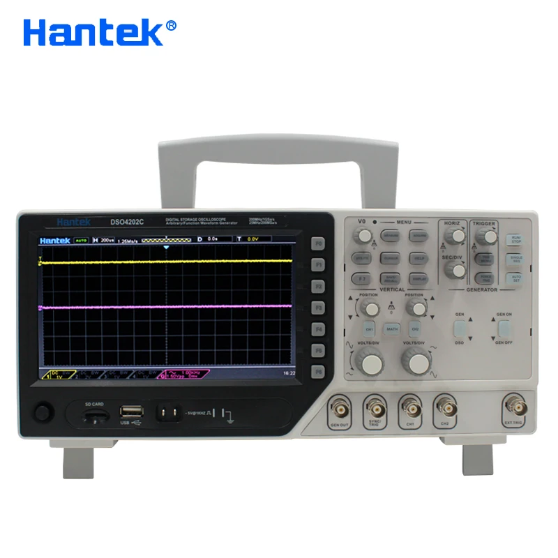 Hantek Осциллограф DSO4202C 2 канала 200 МГц USB Osciloscopio + генератор сигналов
