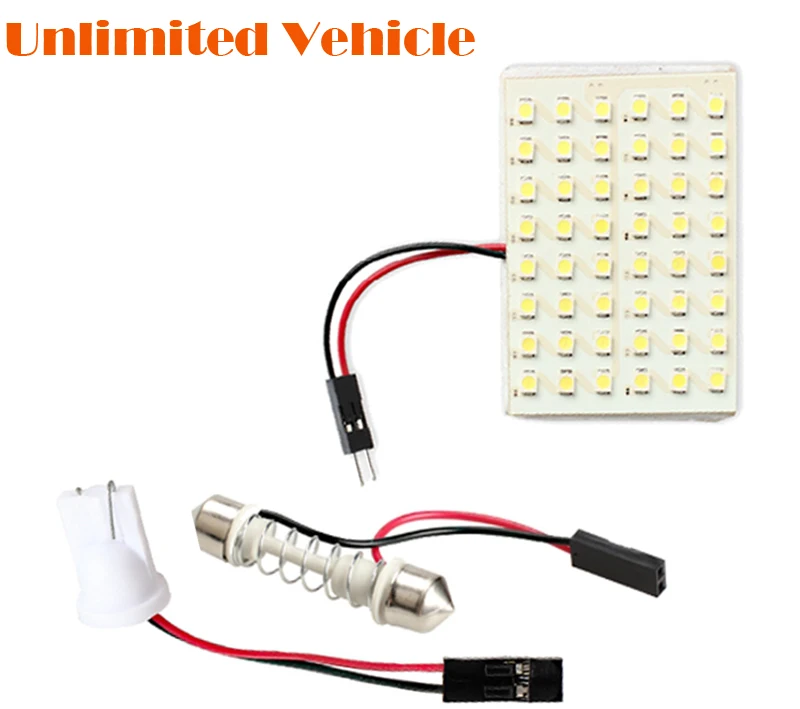 

LED Car Interior Light Bulb 48 LED 5000K Auto Light-emitting Diode Dome Festoon Roof Trunk Lamp Panel with T10 Adapter Base
