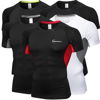

Queshark Men's Compression Jogging Clothes Sports Short t shirt Gym Fitness Workout Tights Shirt Quick Dry