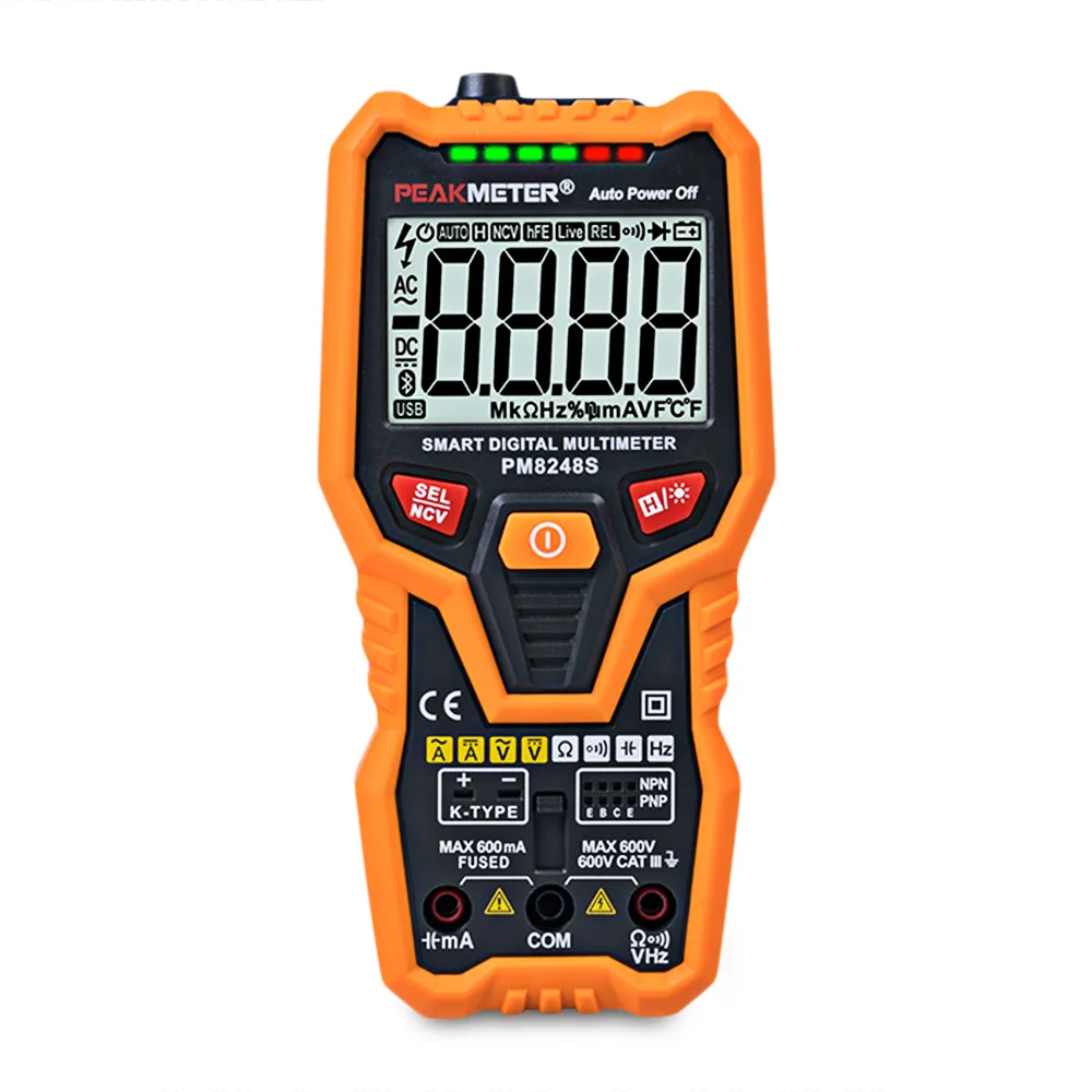 

PEAKMETER PM8248S Multimeters DC AC Voltage Current Tester Range Digital Multimeter with 6000 Counts Electrical Instruments