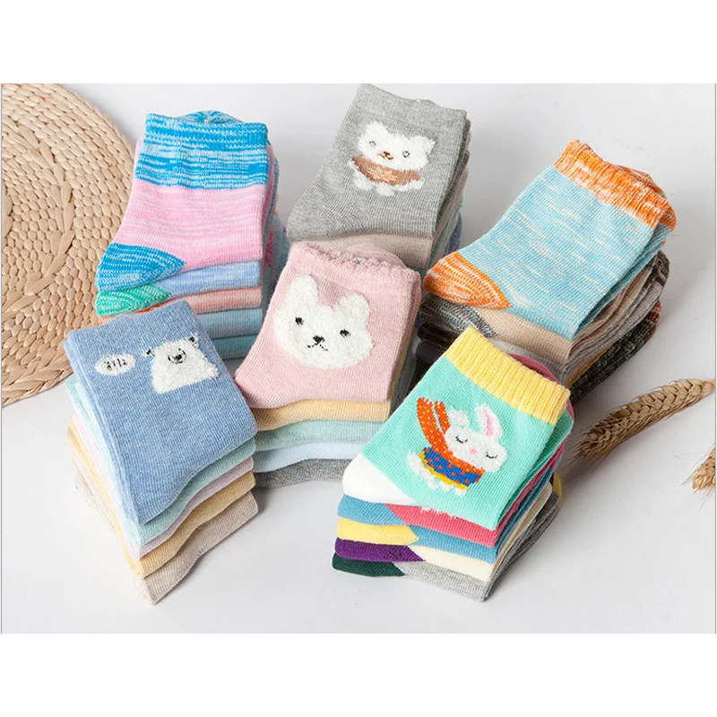 

new Meias Children Socks Rabbit bear Character boys girl Baby Cotton Sock 1-12 Year 5pair free Shipping