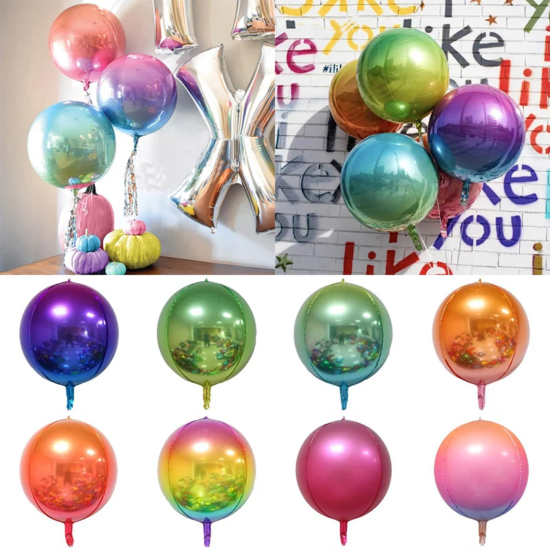 

Hot Sale 1pc New Laser Gradient Color Baby Shower 4D Ball Party Supplies Reusable Fashion Favors 22 inch Party Decor