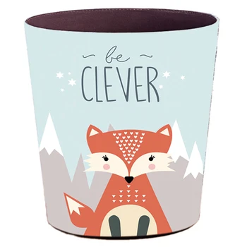 

25*20*27CM 10L Waterproof Cartoon Leather Trash Bin Waste Container Garbage Can Kitchen Living Room Trash Can - Cartoon Fox