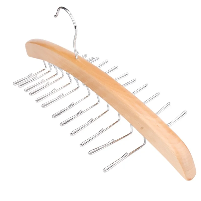 

1 pc Wooden Tie Hanger Belt Scarf Closet Rack Organizer Holder (Wood color)