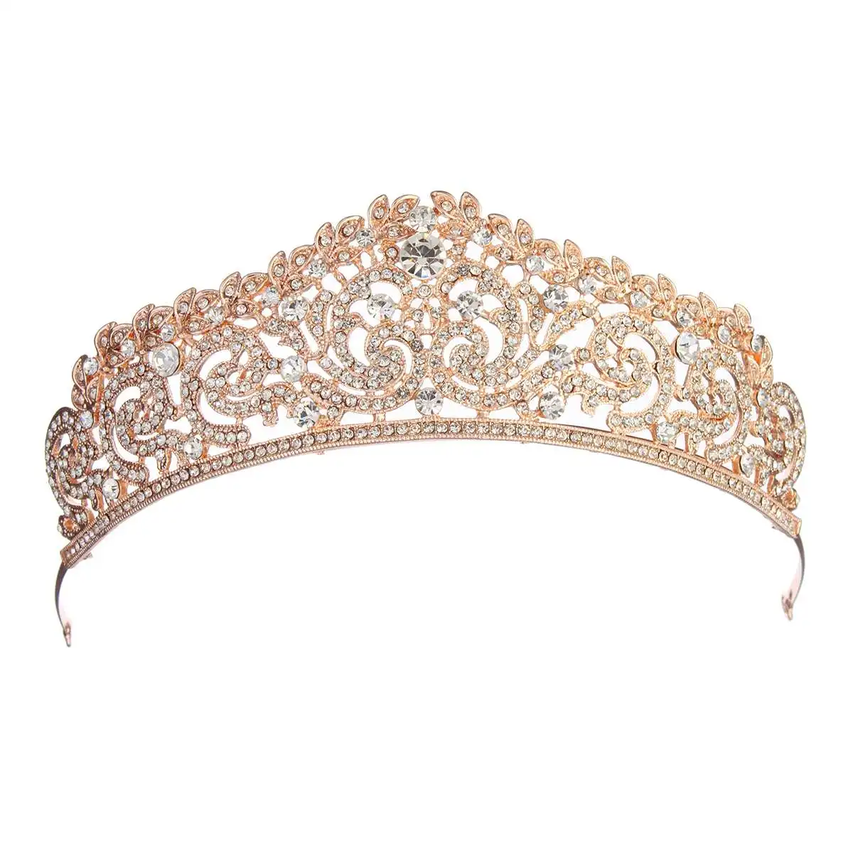 Горный хрусталь Для женщин тиара на голову СВАДЕБНЫЕ ДАМЫ розовое золото Кристалл корона принцессы ободок невесты гребни украшение для головы