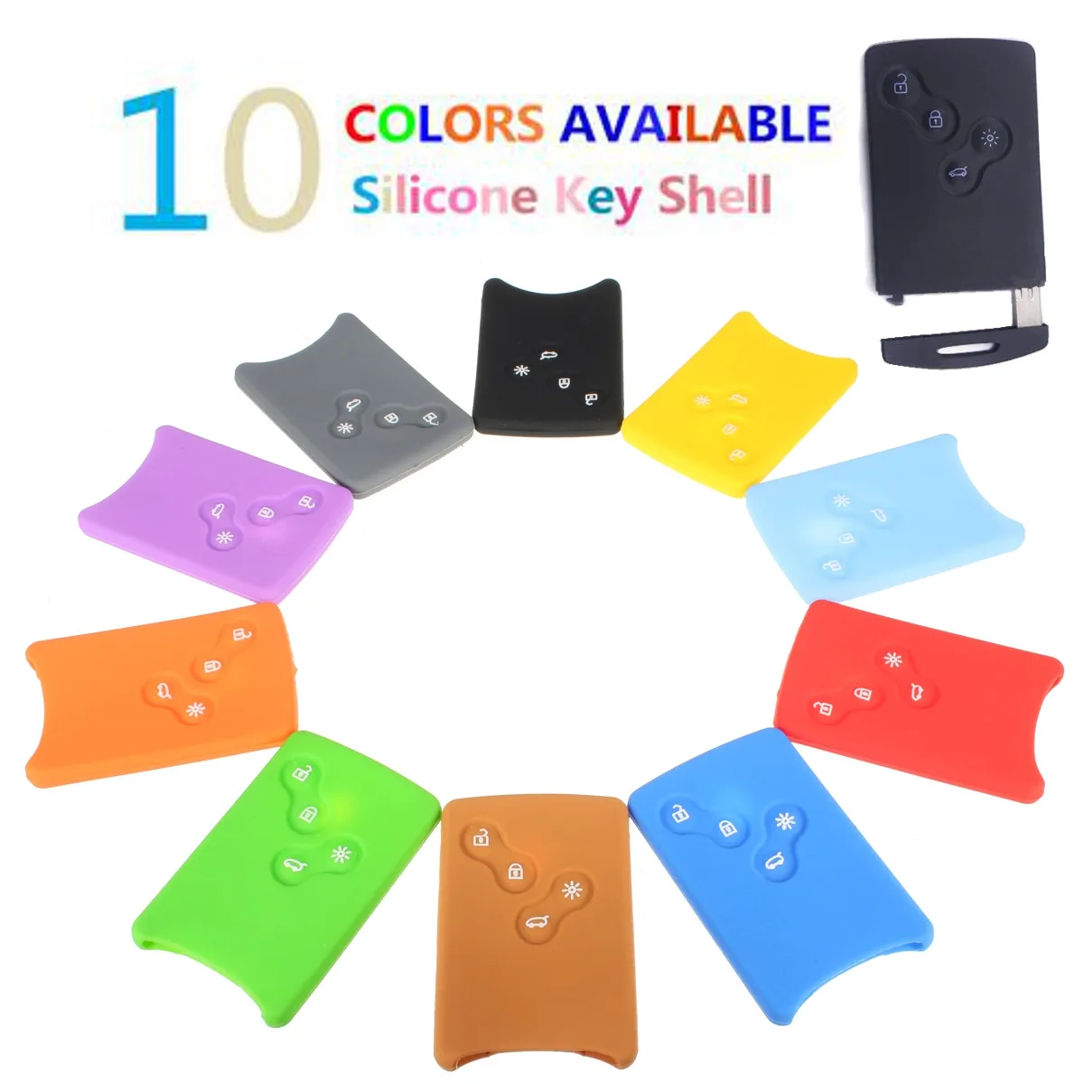 

4 Bottons Silicone Car Key Case Cover Remote Key Shell Case for RENAULT Laguna Koleos Capture