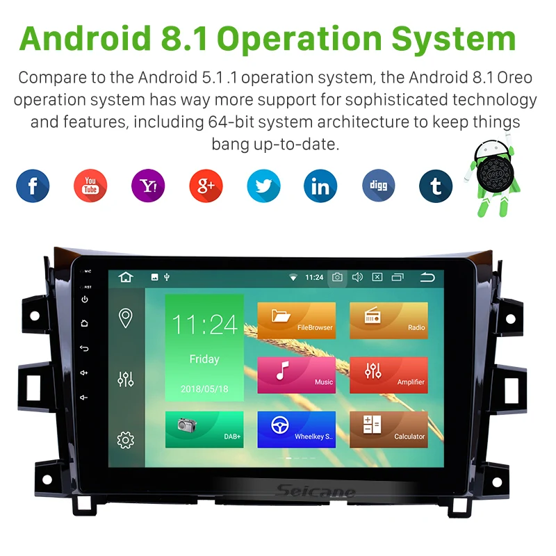Cheap Seicane Android 8.0/8.1 10.1"Car Radio Bluetooth Multimedia Player GPS Head Unit For 2011 2012 2013 2014 2015 2016 NISSAN navara 1