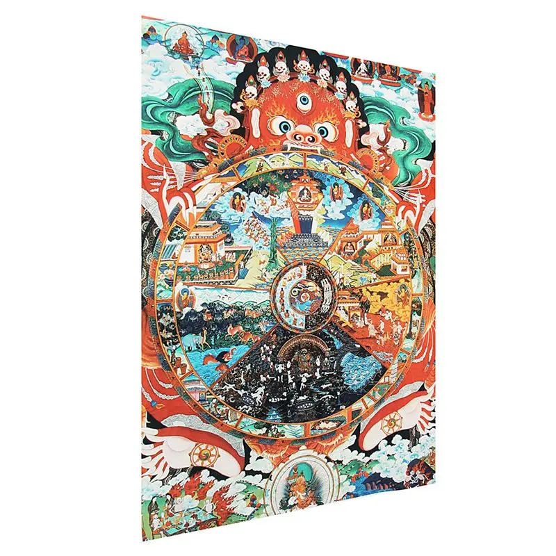 17 3 ''x 25 1'' шелковая печать Thangka Scroll Samsara Bhavachakra Wheel Of Life|Рисование и