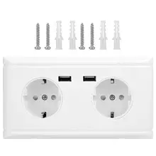 220V многофункциональная настенная штепсельная розетка питания с двойным usb-портом 5V 2.4A