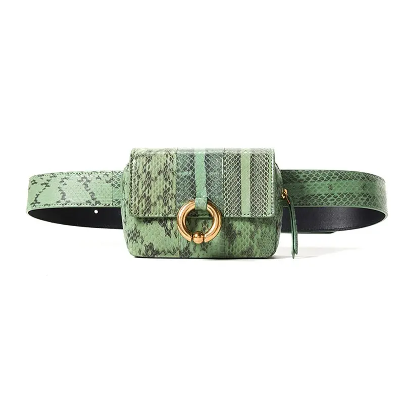 Модные из искусственной кожи Fanny Pack для женщин змеиной поясные сумки черный