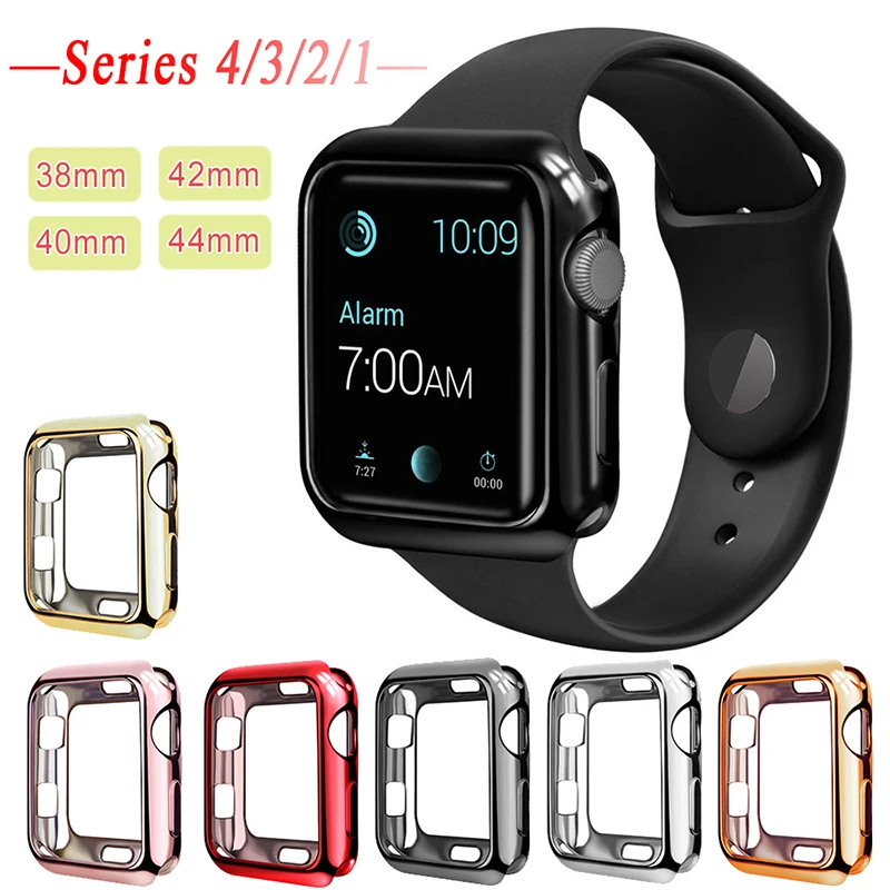 

Soft TPU Protective Case For Apple Watch Series 1 2 3 38MM 42MM Matte Electroplating Cover for iWatch 5 4 40MM 44MM Bumper