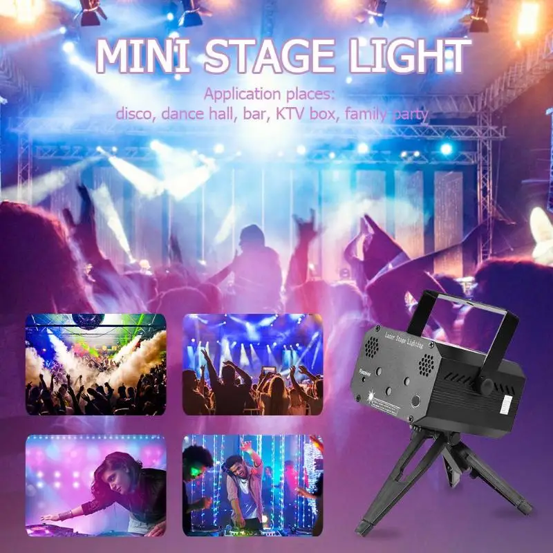 

DJ Disco Sound Activated Control Stage Laser Mini Light Projector RGB Stage Lighting effect Lamp Light Music Christmas KTV Party