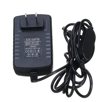 

CLAITE 1.5M 2M AC110-240V To DC12V 2A 24W Power Adapter with Dimmer Switch US Plug for LED Strip Light For Wireless Router