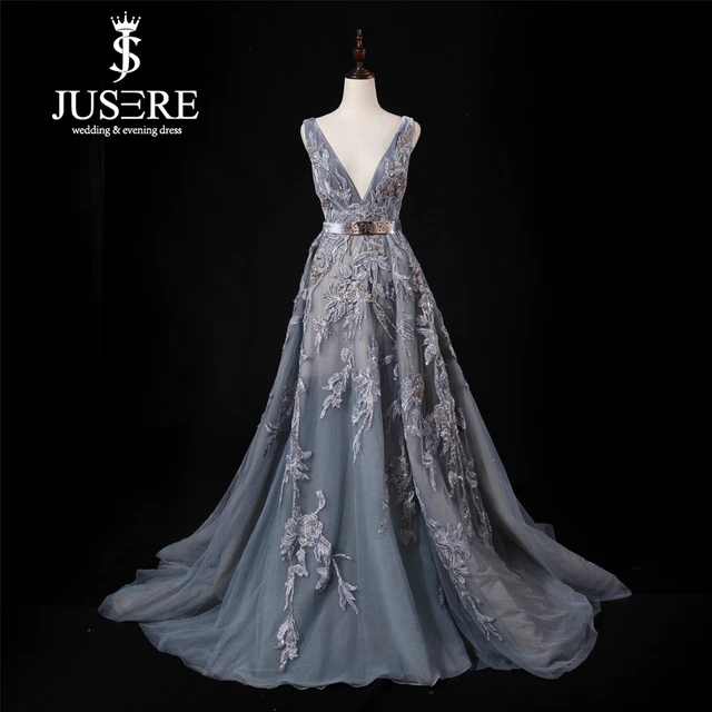 Jusere-Vestido De Noite Princesa, Custom Real Picture, Cinderela Vestido De  Baile Azul, Puffy, Bordado, Vestido