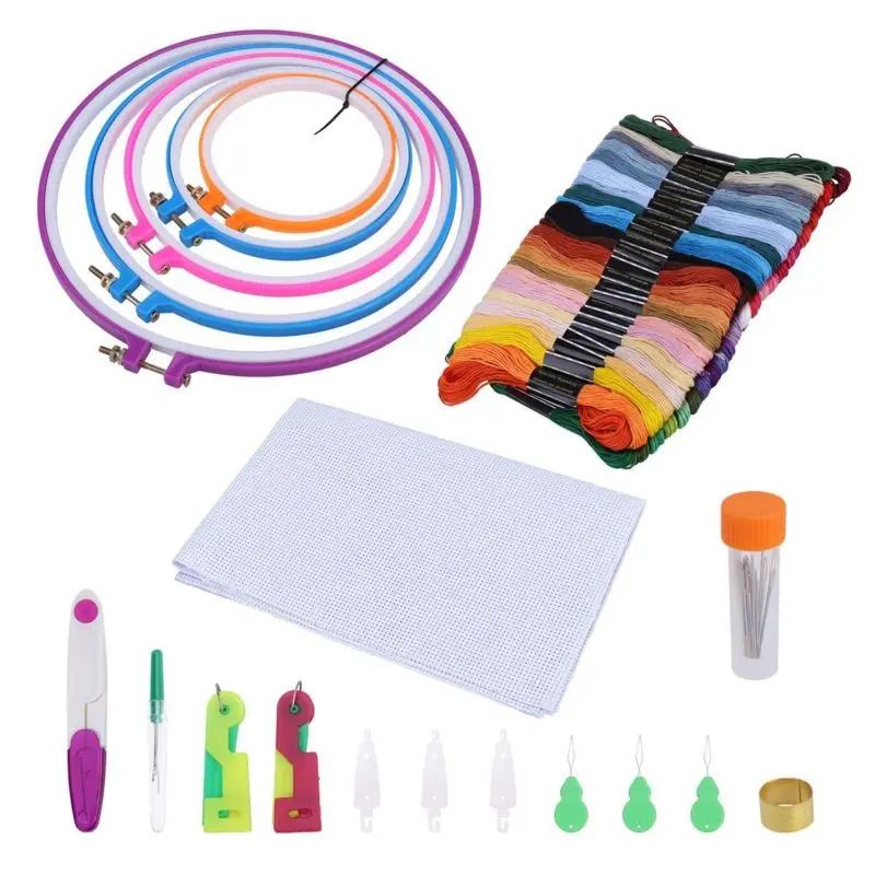 

Full Embroidery Sewing Cross Stitch Kit Threads Hoop Ring Set Sewing Kits