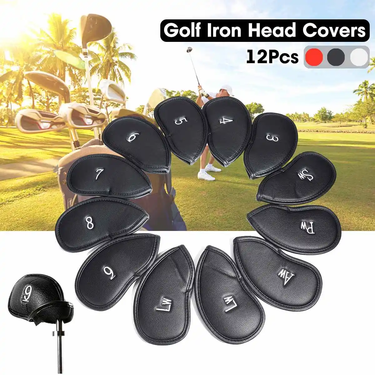 12PCS/Set PU Golf Club Iron Head Covers Protector Golf Head cover Sets