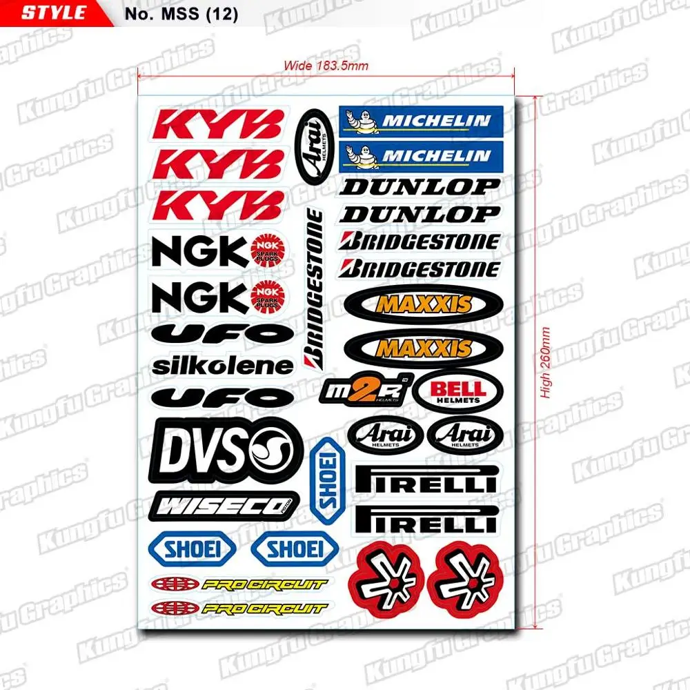 

KUNGFU GRAPHICS MX Racing Decals Stickers Sheet Self Adhesive for Car Auto Quad ATV Helmet Dirt Bike Bicycles 18*26cm Universal