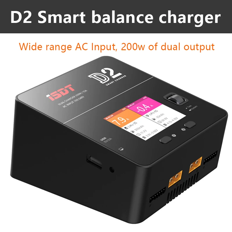 ISDT D2 200 Вт 24A AC двухканальный выход умный аккумулятор баланс зарядное устройство