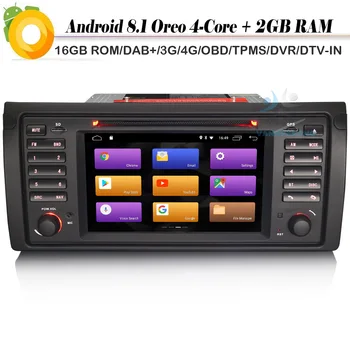 

7" Quad Core Android 8.1 Autoradio Car stereo DAB+ WIFI 4G BT GPS RDS OBD TPMS Car Radio Player for BMW 5 Series E53 E39 M5 X5