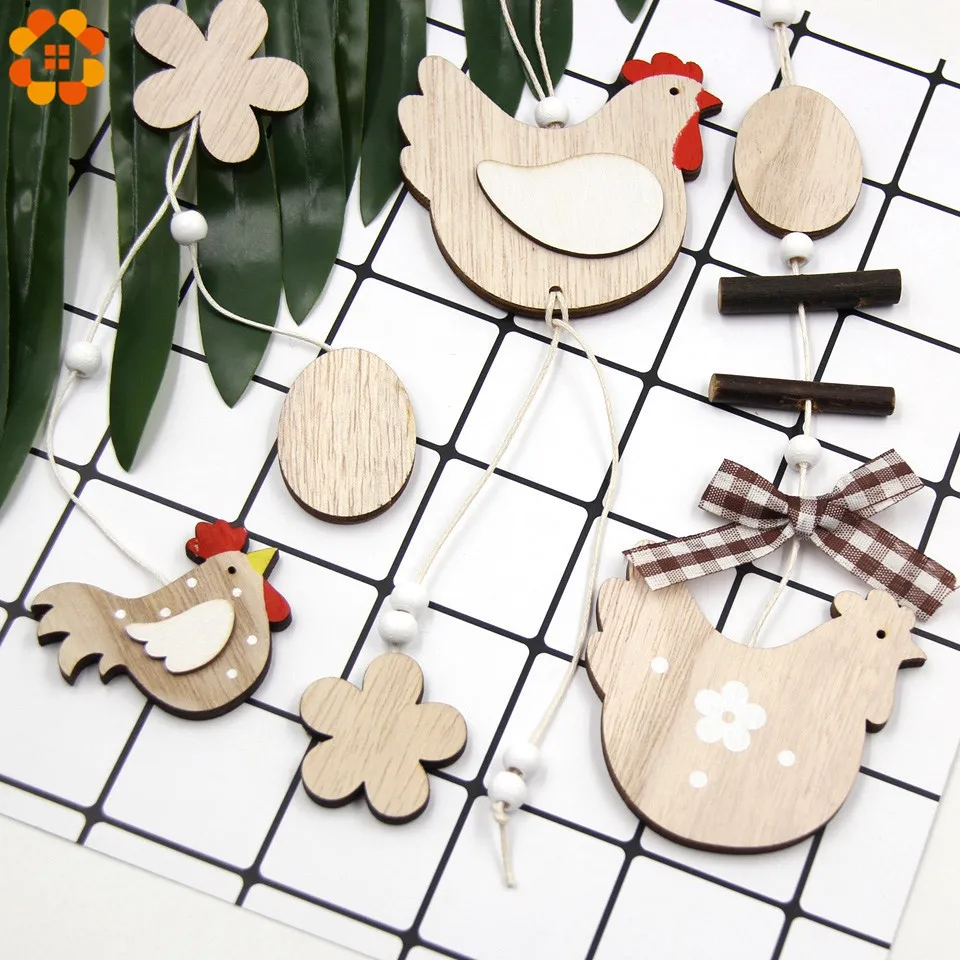 1 шт. DIY милое яйцо Цыпленок бабочка и цветок деревянные пасхальные подвески