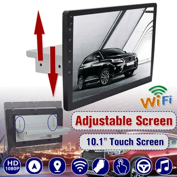 

10" 1Din Car Stereo Multimedia Player for Android 8.1 Up Down Moving Adjustable Screen GPS Nav Wifi MP5 Player Video Radio