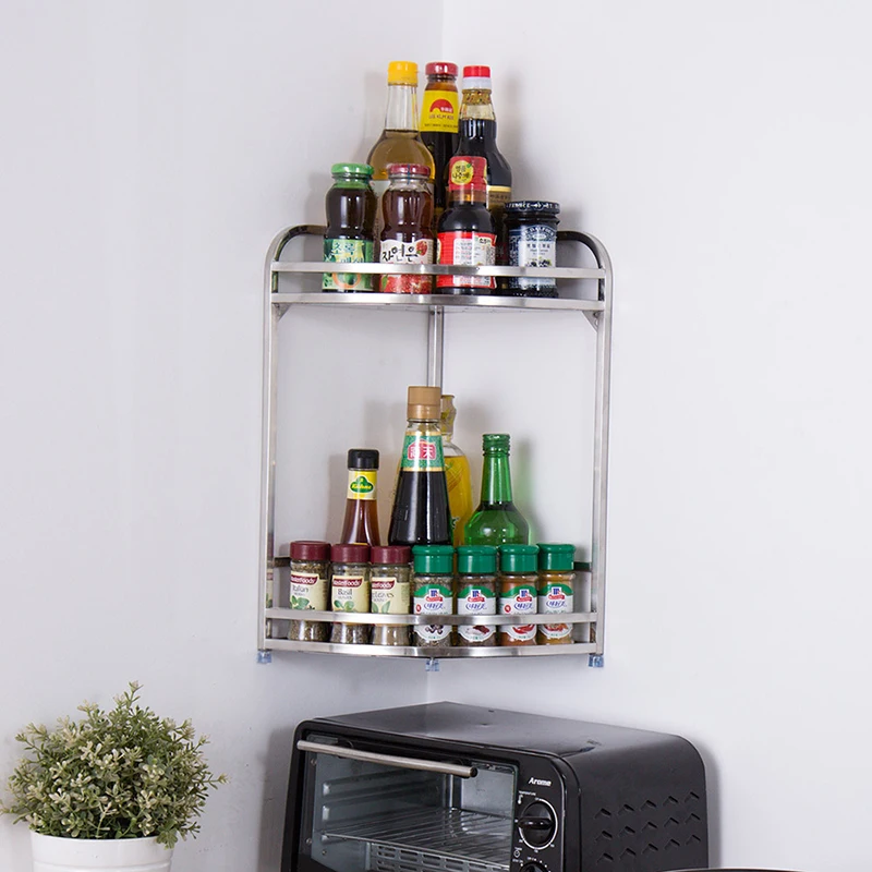 ORZ 2-Tier Corner Storage Holder Shelves Kitchen Bathroom Organizer Spice Rack Seasoning Jar Bottle StorageHolder Bathroom Shelf