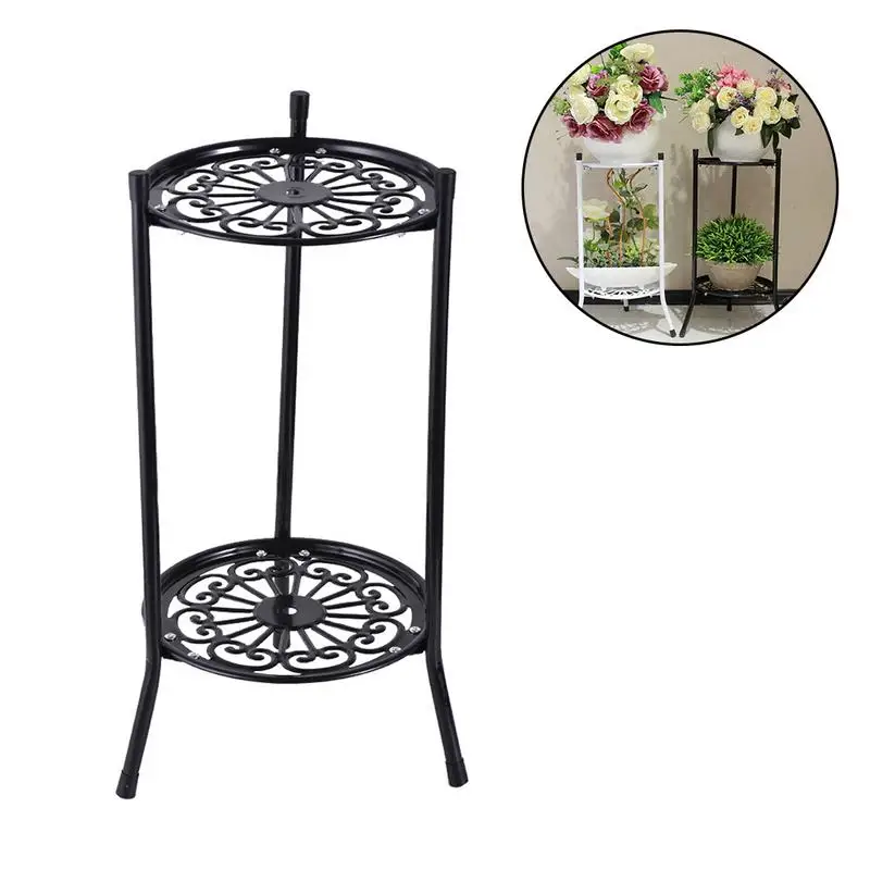 

2 Layer Wrought Iron Stand For Balcony Flower Pot Shelf Home Garden Decoration Flowerpot Organizer