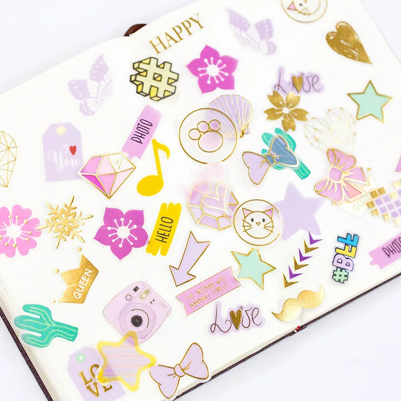 

100pcs Kawaii Cherry Stickers Novelty Adhesive Stickers Cute Bronzing Stationery Stickers For Scrapbooking Diary Photos Albums