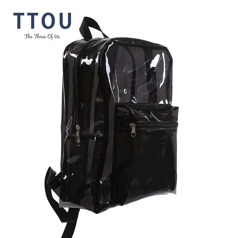 

TTOU Fashion Clear Transparent PVC Women Backpack Jelly Candy See Through Student School Bag for Teenager Mochila Feminina